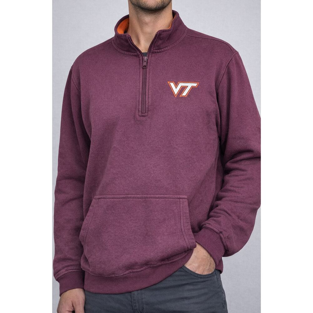 Virginia Tech Hokies VT 1/4 Zip‎ Fleece Pullover Maroon Mens L
